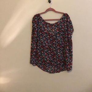 Skull and floral sheer shirt